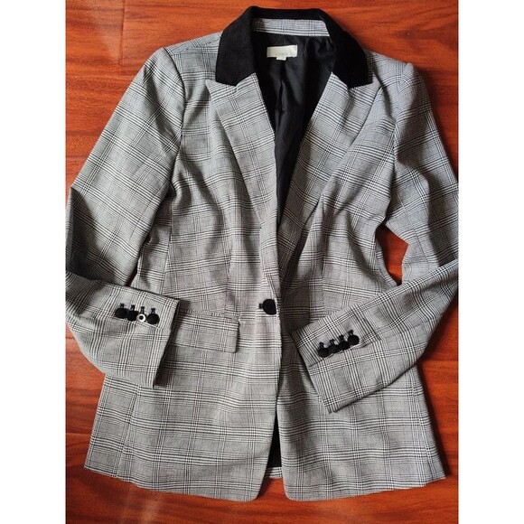 LOFT Jackets & Blazers - Loft women's black grey white blazer tailored jacket size 8 like new